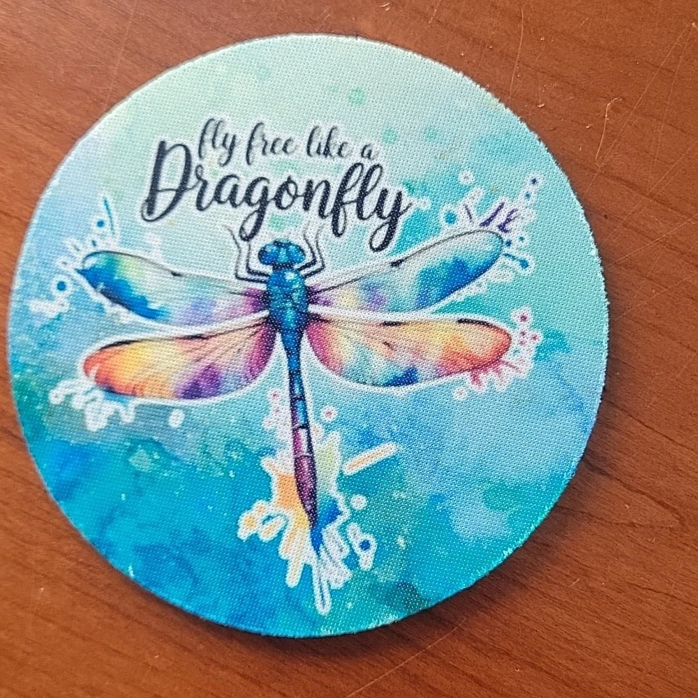 Set a 4 Handcrafted Dragonfly Inspirational Coasters - NWOT